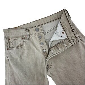 Vintage Levi's 501 Made In USA 31x36 Cream Natural Cotton Button Fly *FLAW